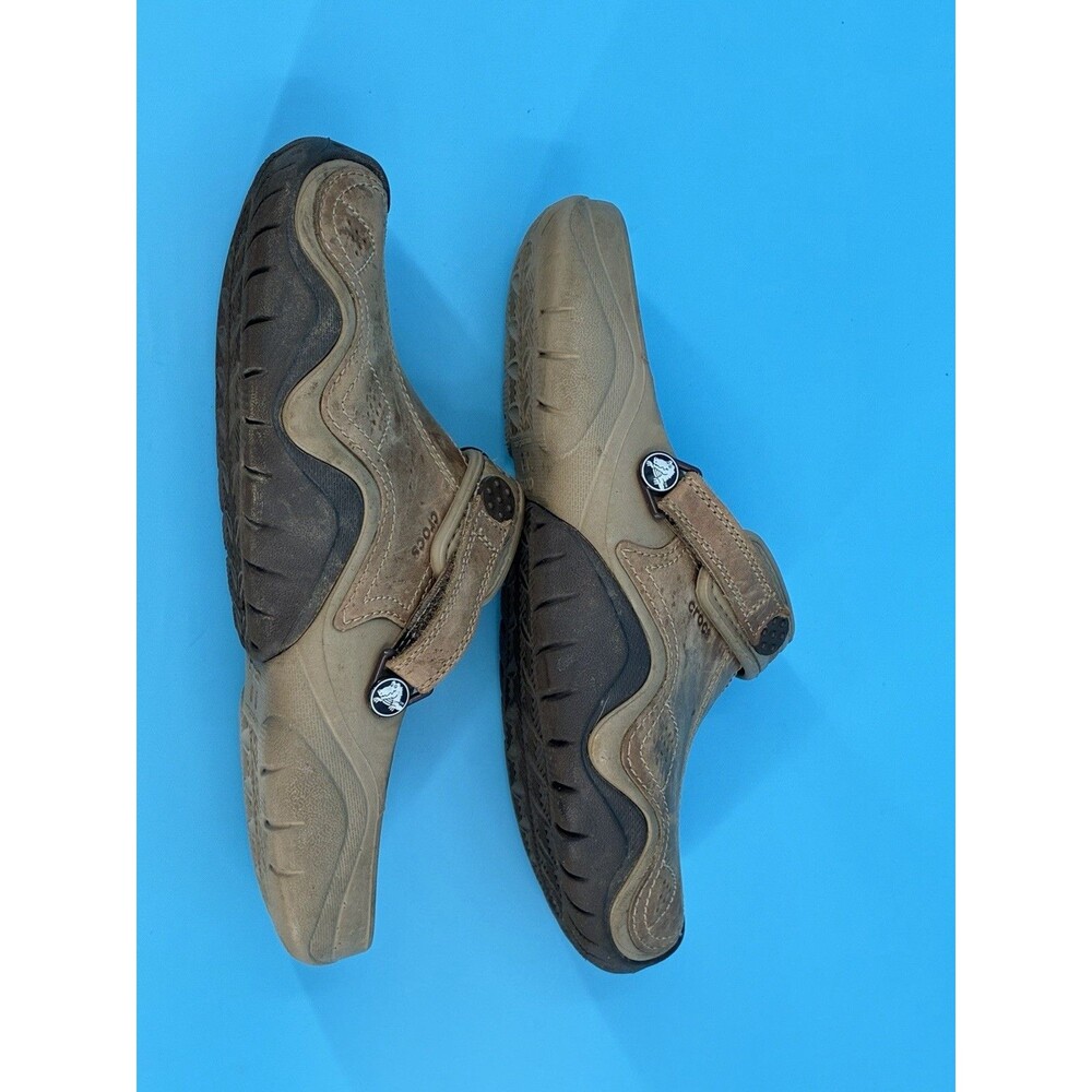 Crocs Yukon Vista Leather Clogs Men’s 12 Brown Adjustable Strap Slip On